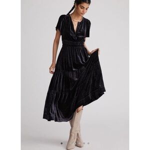 ❤️ Anthropologie ‘The Somerset’ Black Velvet Maxi Dress
